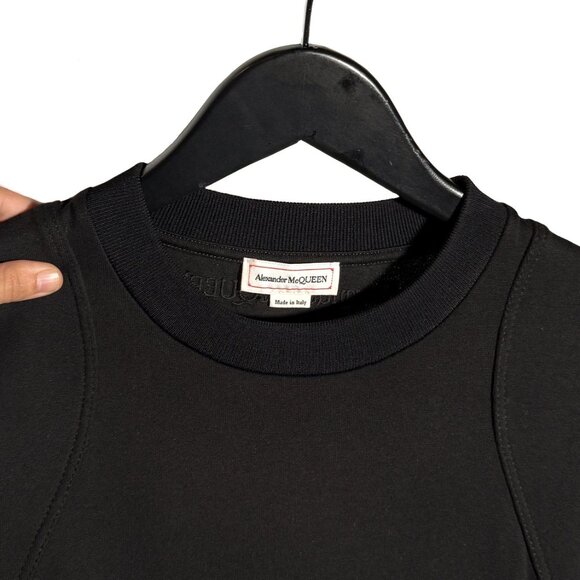 Alexander McQueen 2022 Black Short Sleeves Cut Out Flare Mini Dress - Picture 7 of 13